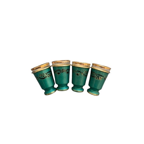 Mid Century Enamel Kiddish Cups Set of 4 // Sabbath Wine Grape Juice Glasses - Picture 1 of 8